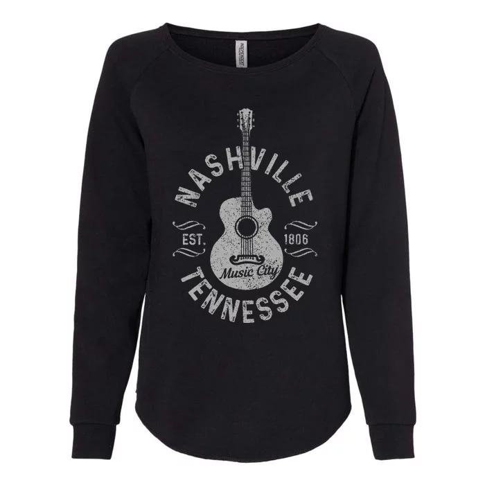 Nashville Tennessee Vintage Guitar Country Music City Gift Womens California Wash Sweatshirt