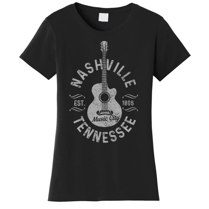 Nashville Tennessee Vintage Guitar Country Music City Gift Women's T-Shirt