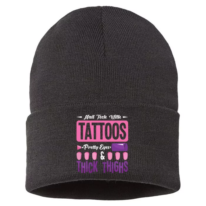 Nail Tech With Tattoos Pretty Nail Technician Nail Polish Sustainable Knit Beanie