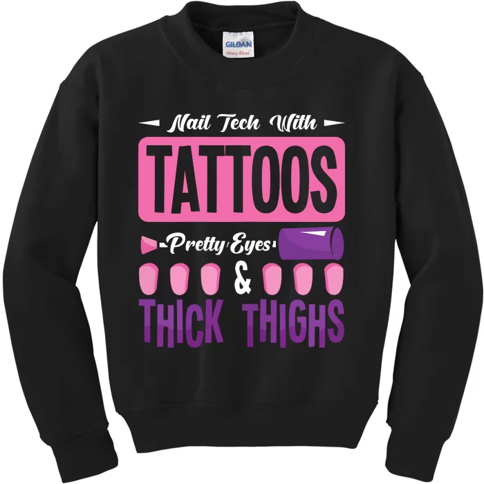 Nail Tech With Tattoos Pretty Nail Technician Nail Polish Kids Sweatshirt