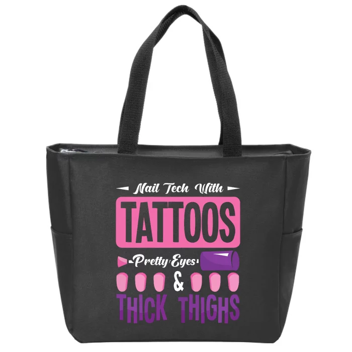 Nail Tech With Tattoos Pretty Nail Technician Nail Polish Zip Tote Bag