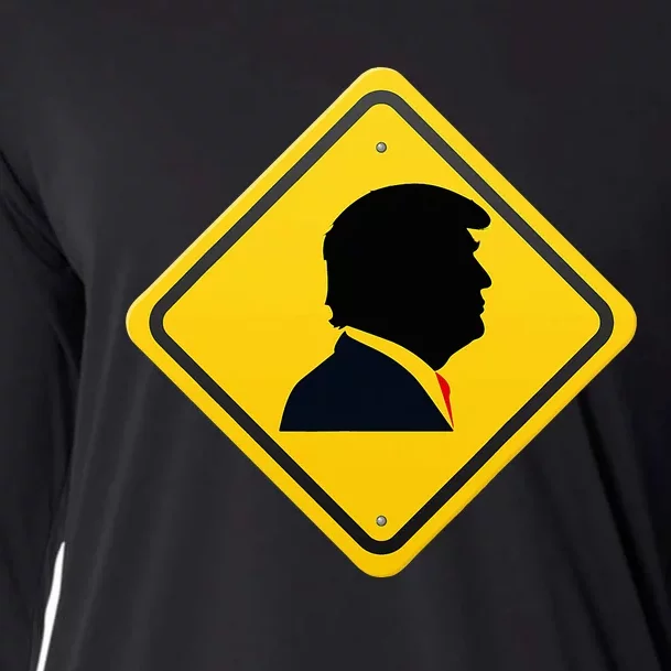 New! Trump Yellow Yield Road Sign Trump Road Yield Sign Cooling Performance Long Sleeve Crew