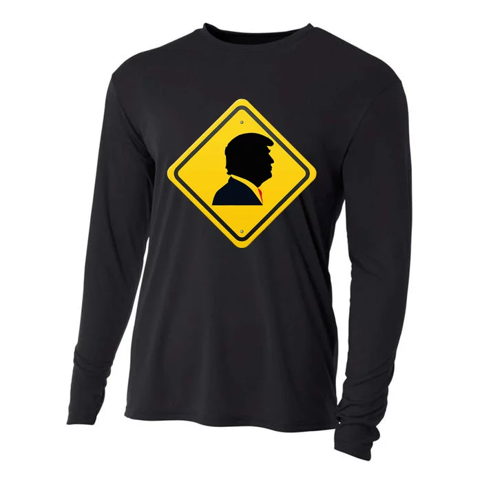 New! Trump Yellow Yield Road Sign Trump Road Yield Sign Cooling Performance Long Sleeve Crew