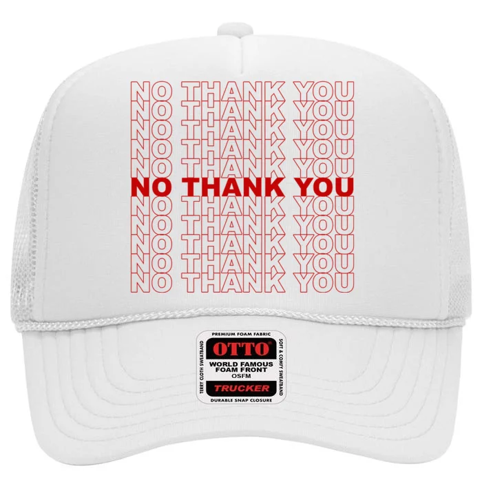 No Thank You Classic Retro High Crown Mesh Trucker Hat