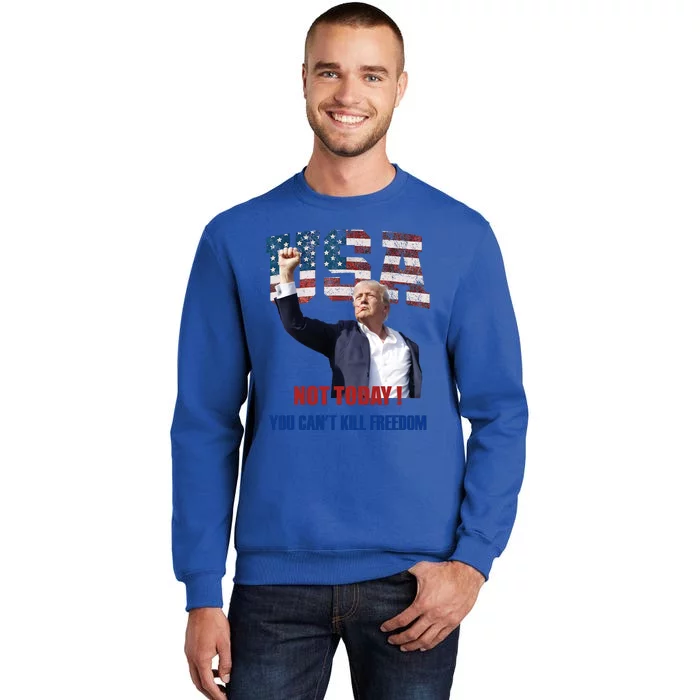 Not Today You CanT Kill Freedom Donald Trump Survived Shooter Tall Sweatshirt