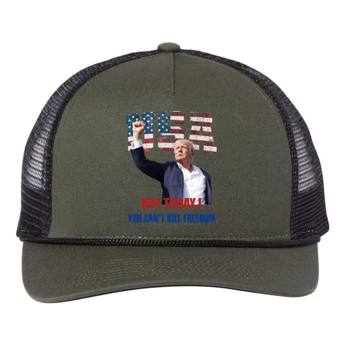 Not Today You CanT Kill Freedom Donald Trump Survived Shooter Retro Rope Trucker Hat Cap