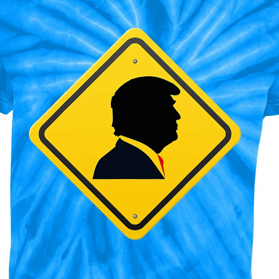 New! Trump Yellow Yield Road Sign Trump Road Yield Sign Kids Tie-Dye T-Shirt