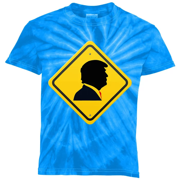 New! Trump Yellow Yield Road Sign Trump Road Yield Sign Kids Tie-Dye T-Shirt