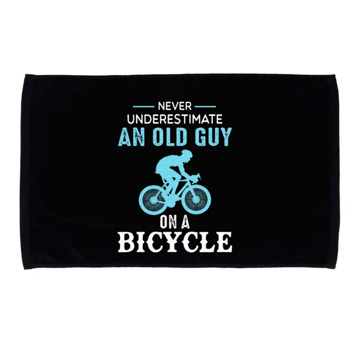 Never Underestimate An Old Guy On A Bicycle Funny Cycling Microfiber Hand Towel