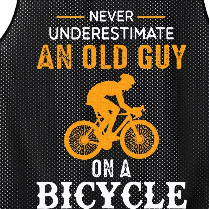 Never Underestimate An Old Guy On A Bicycle Funny Cycling Mesh Reversible Basketball Jersey Tank