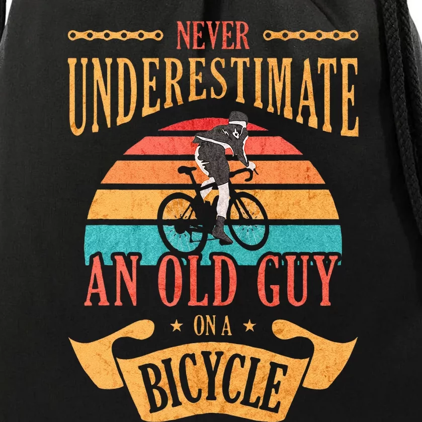 Never Underestimate An Old Guy On A Bicycle Cycling Drawstring Bag