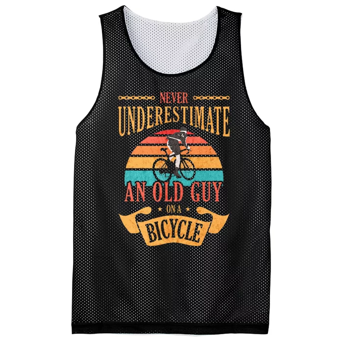 Never Underestimate An Old Guy On A Bicycle Cycling Mesh Reversible Basketball Jersey Tank