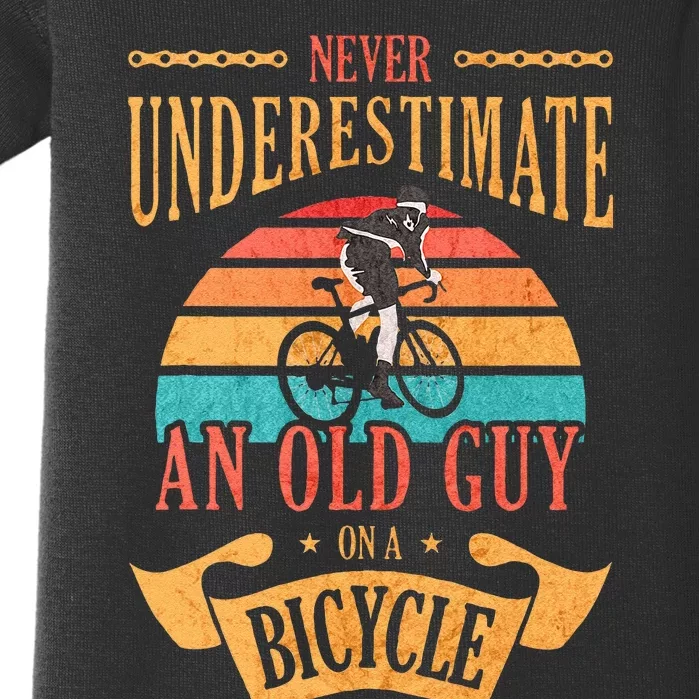 Never Underestimate An Old Guy On A Bicycle Cycling Baby Bodysuit