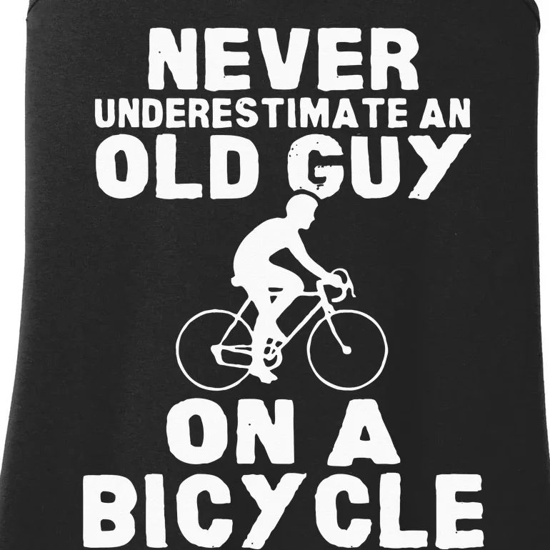 Never Underestimate An Old Guy On A Bicycle Gift Ladies Essential Tank