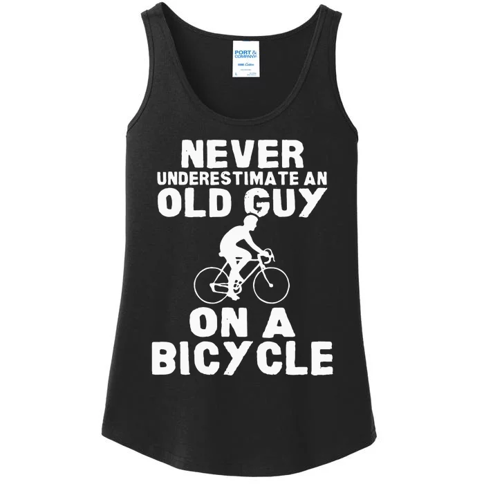 Never Underestimate An Old Guy On A Bicycle Gift Ladies Essential Tank