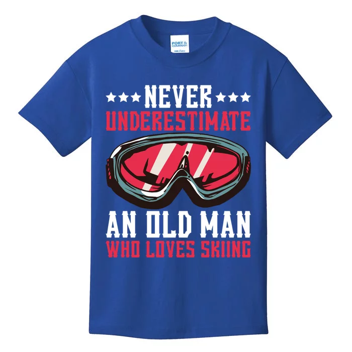 Never Underestimate An Old Who Loves Skiing Gift Kids T-Shirt