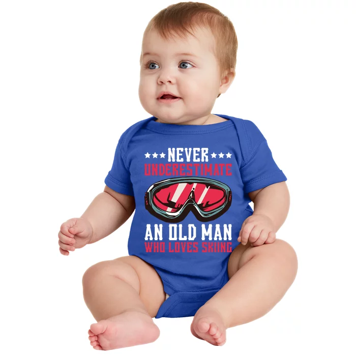 Never Underestimate An Old Who Loves Skiing Gift Baby Bodysuit