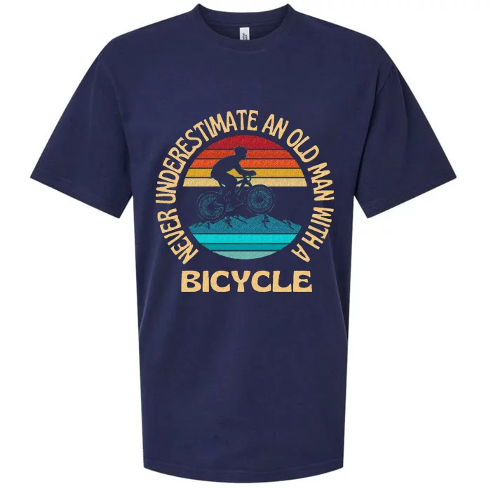 Never Underestimate An Old Man With A Bicycle Cycling Sueded Cloud Jersey T-Shirt