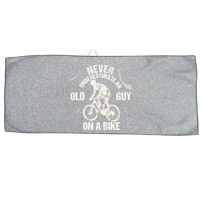 Never Underestimate An Old Guy On A Bike Large Microfiber Waffle Golf Towel