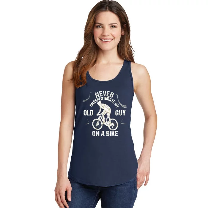 Never Underestimate An Old Guy On A Bike Ladies Essential Tank