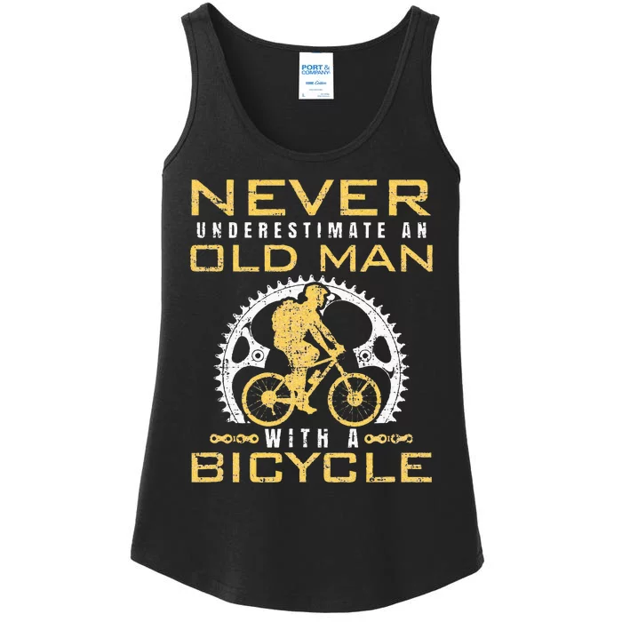 Never Underestimate An Old Man With A Bicycle Ladies Essential Tank