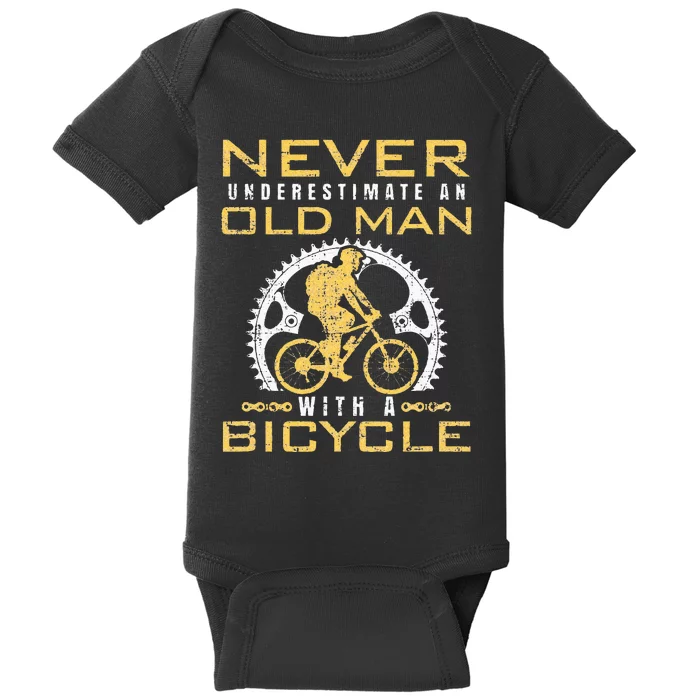 Never Underestimate An Old Man With A Bicycle Baby Bodysuit