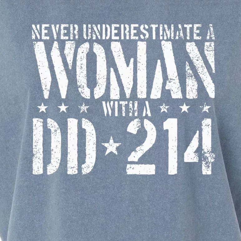 Never Underestimate A Woman With A Dd214 Alumni Garment-Dyed Women's Muscle Tee