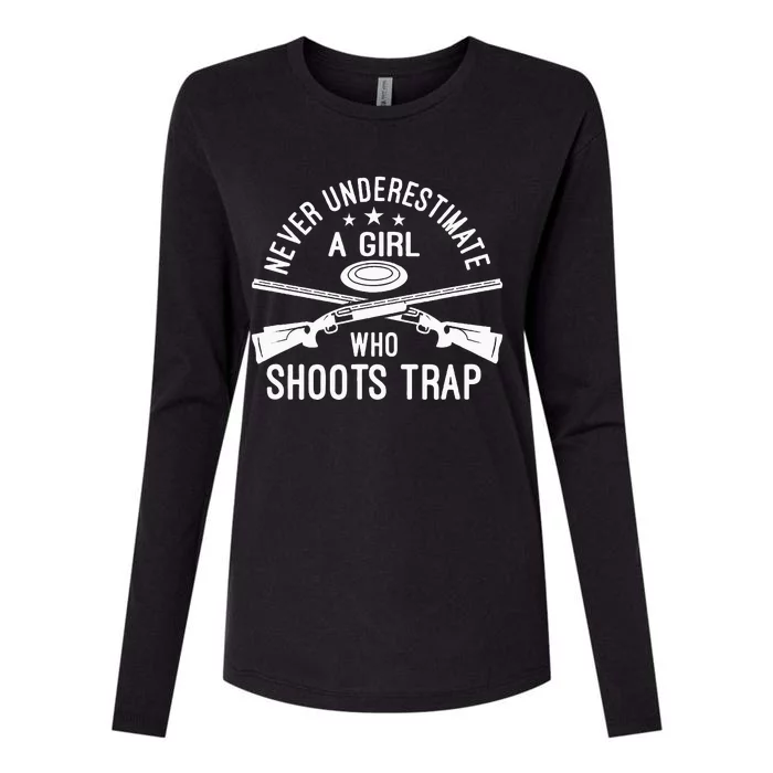 Never Underestimate A Girl Who Shoots Trap Trap Shooting Womens Cotton Relaxed Long Sleeve T-Shirt