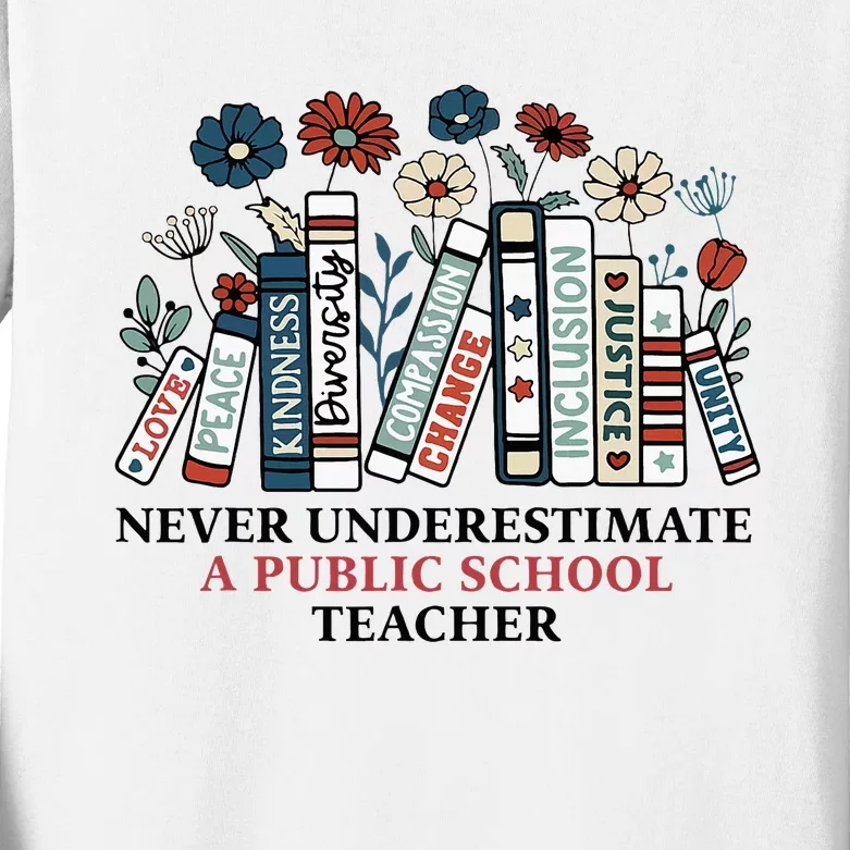 Never Underestimate A Public School Teacher Kids Long Sleeve Shirt