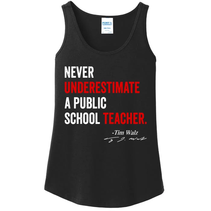 Never Underestimate A Public School Teacher Coach Quote Ladies Essential Tank