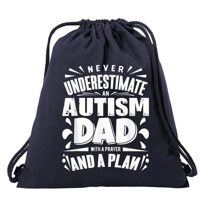 Never Underestimate an Autism Dad Autism Awareness Drawstring Bag