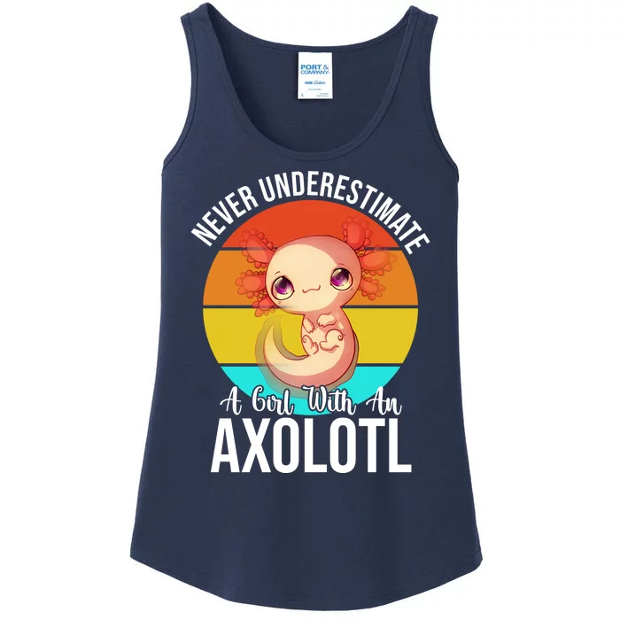 Never Underestimate A Girl With An Axolotl Ladies Essential Tank