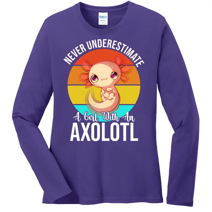 Never Underestimate A Girl With An Axolotl Ladies Long Sleeve Shirt