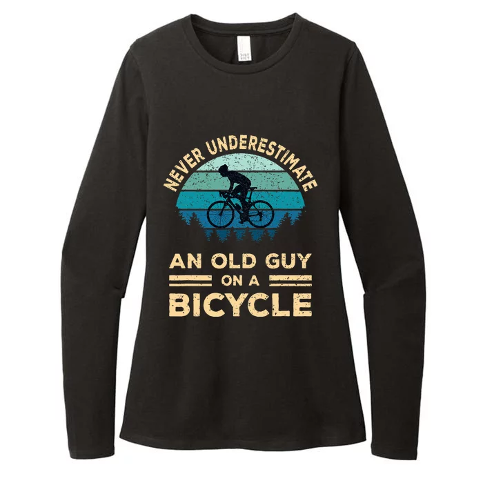 Never Underestimate An Old Guy On A Bicycle Womens CVC Long Sleeve Shirt