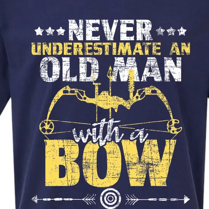 Never Underestimate An Old Man With A Bow Archery Archer Sueded Cloud Jersey T-Shirt