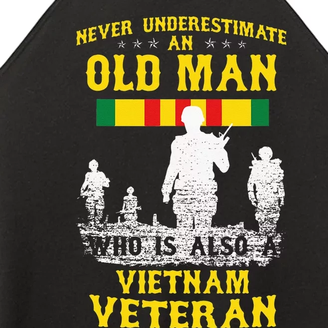 Never Underestimate An OLD MAN Vietnam Veteran Gift Women’s Perfect Tri Rocker Tank