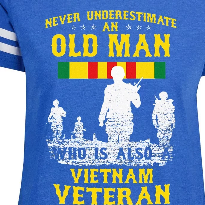 Never Underestimate An OLD MAN Vietnam Veteran Gift Enza Ladies Jersey Football T-Shirt