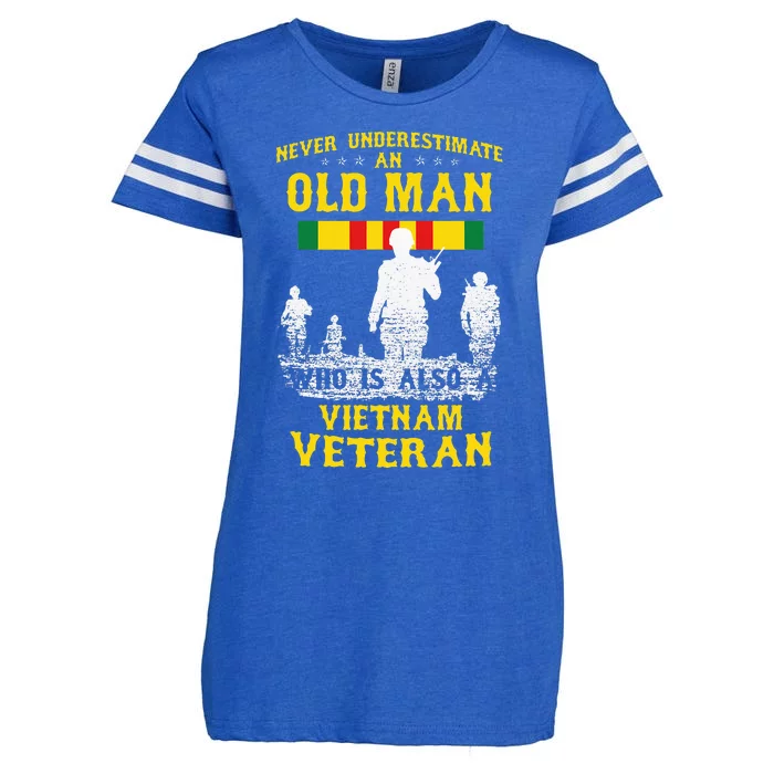 Never Underestimate An OLD MAN Vietnam Veteran Gift Enza Ladies Jersey Football T-Shirt