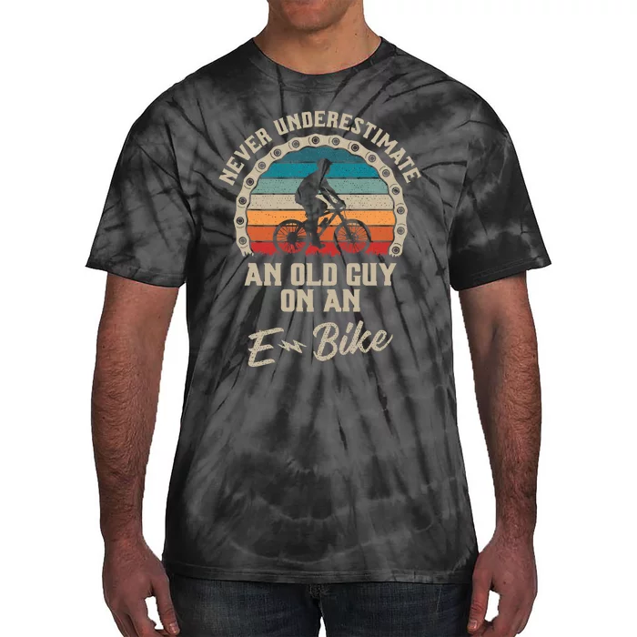 Never Underestimate An Old Guy On An Ebike Biking Tie-Dye T-Shirt