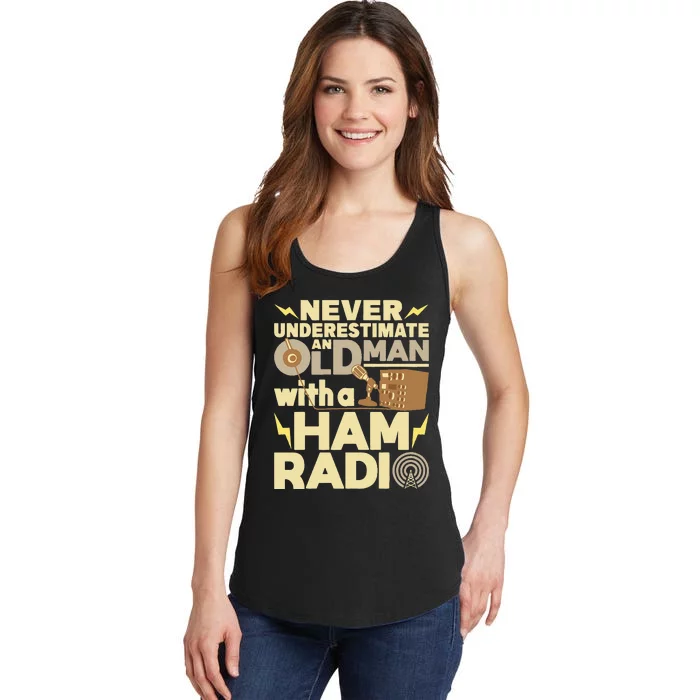 Never Underestimate An Old Man With A Ham Radio Operator Ladies Essential Tank