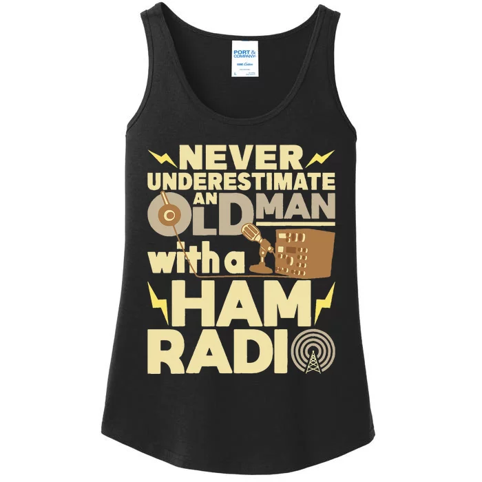 Never Underestimate An Old Man With A Ham Radio Operator Ladies Essential Tank