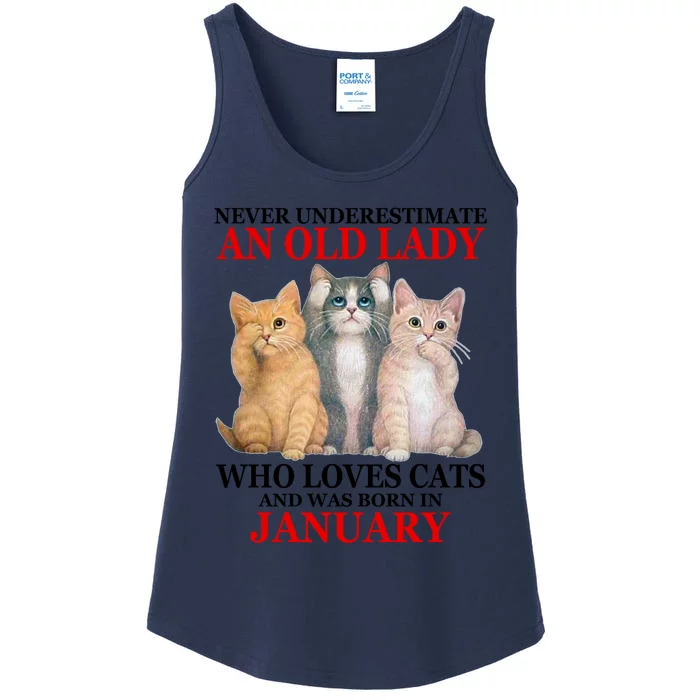 Never Underestimate An Old Lady Who Loves Cats January Ladies Essential Tank