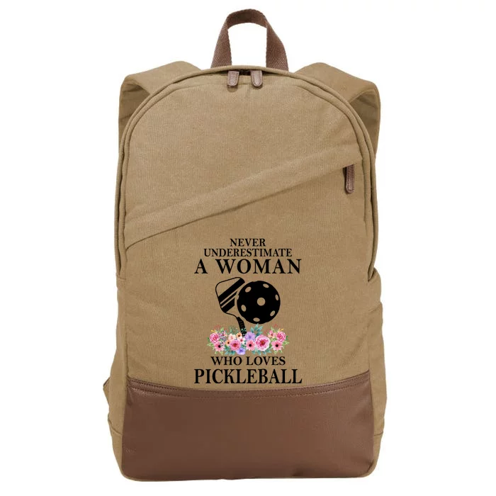 NEVER UNDERESTIMATE A WOMAN PICKLEBALL LQT Cotton Canvas Backpack