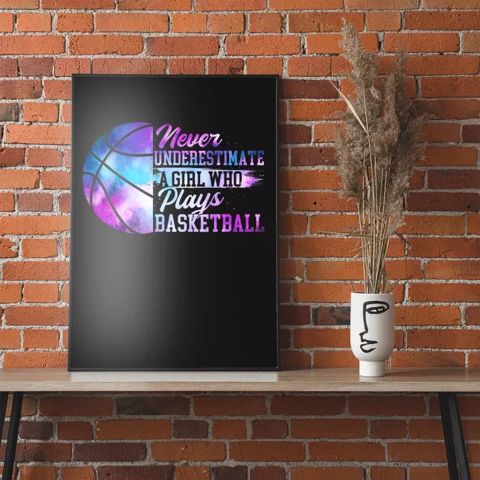 Never Underestimate A Girl Who Plays Basketball Poster