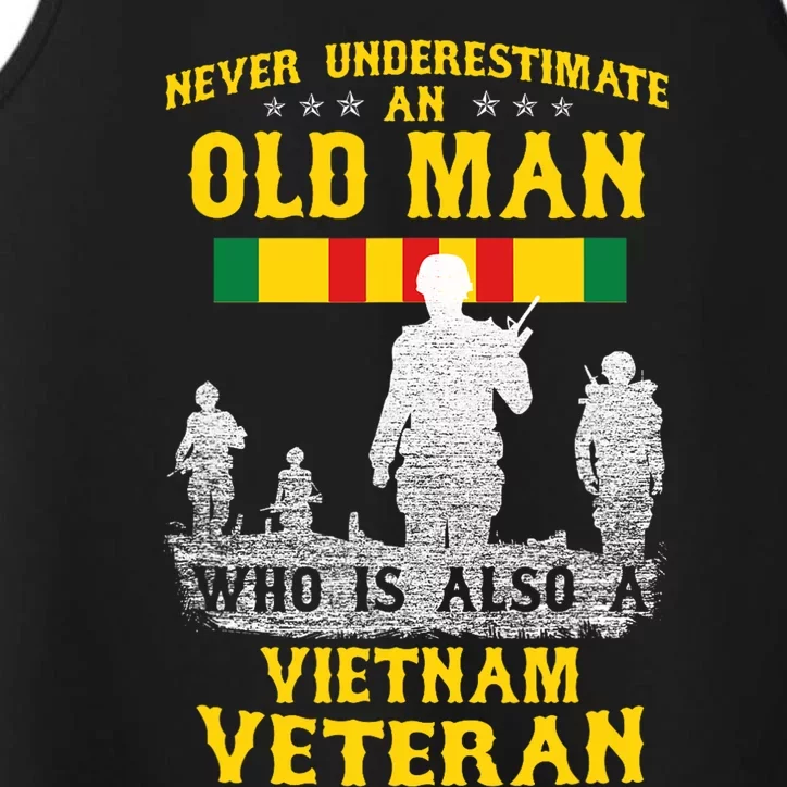 Never Underestimate An Old Man Vietnam Veteran Gift Performance Tank