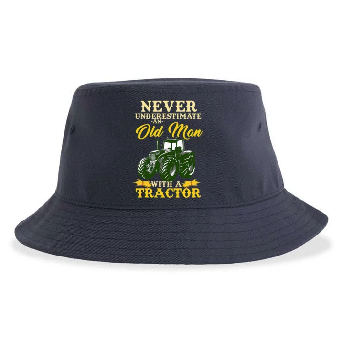 Never Underestimate An Old Man With A Tractor Sustainable Bucket Hat