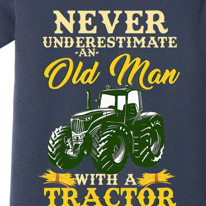 Never Underestimate An Old Man With A Tractor Baby Bodysuit