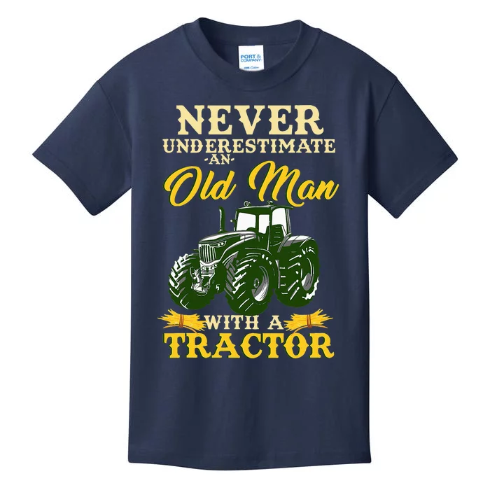 Never Underestimate An Old Man With A Tractor Kids T-Shirt