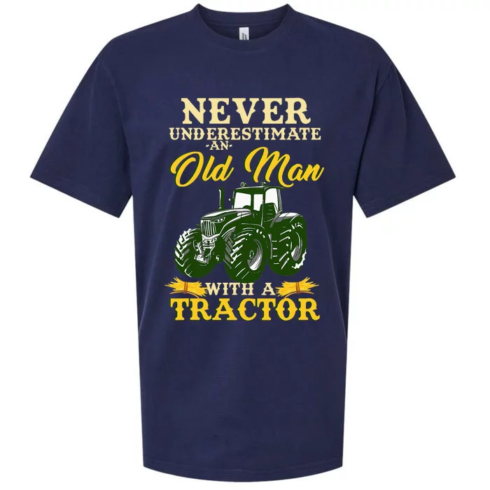 Never Underestimate An Old Man With A Tractor Sueded Cloud Jersey T-Shirt