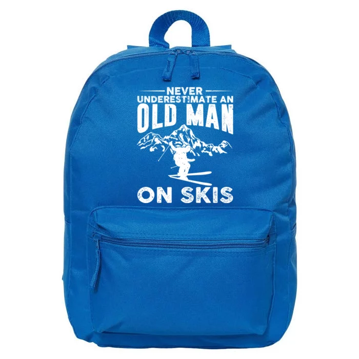 Never Underestimate An Old On Skis Funny Skiing Gift 16 in Basic Backpack